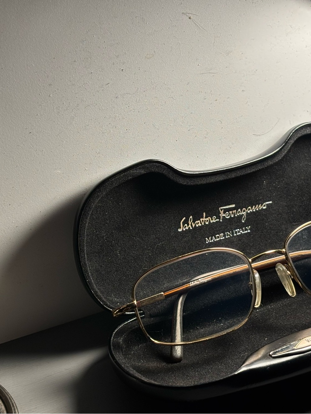 Salvatore Ferragamo Gold-Tone Men's Eyeglasses with Case